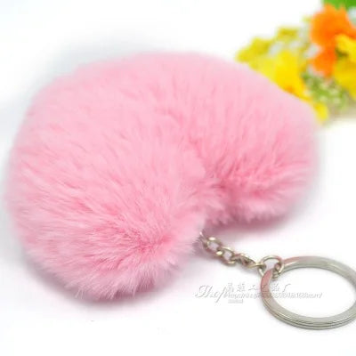 Fluffy heart keychain in assorted colours – bridal party wedding favour