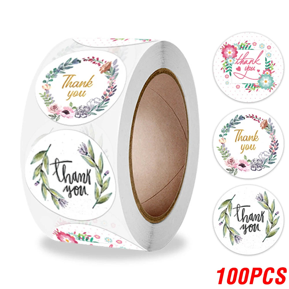 100 'Thank You' Stickers for Wedding Favours