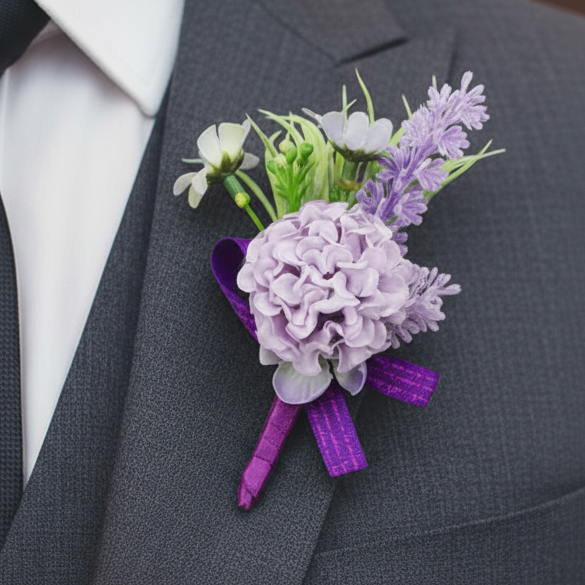 Purple Wedding Buttonhole