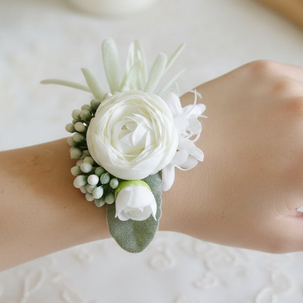 White Wedding Wrist Corsage