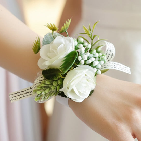 White Wedding Wrist Corsage