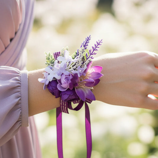Purple Wedding Wrist Corsage