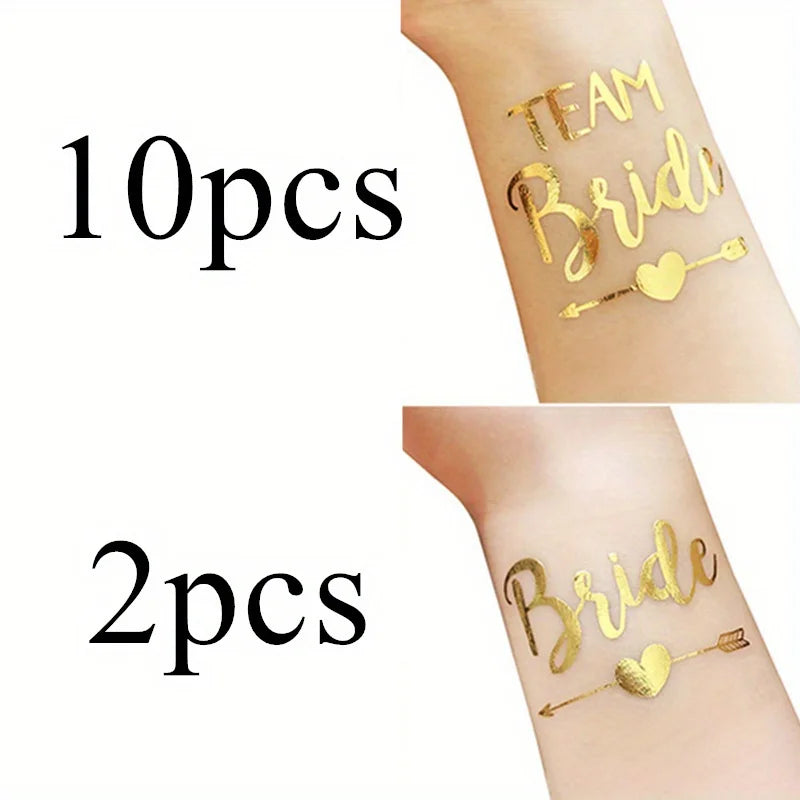 12 Gold ‘Team Bride’ Temporary Tattoos