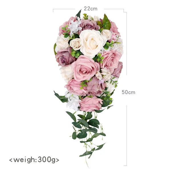 Pink Cascading Bridal Bouquet