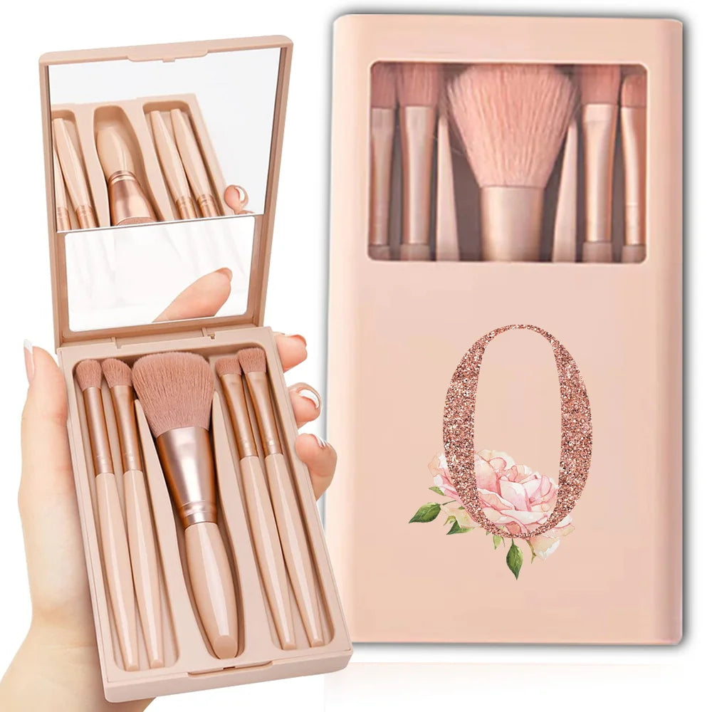Makeup Brush Set with Case & Mirror