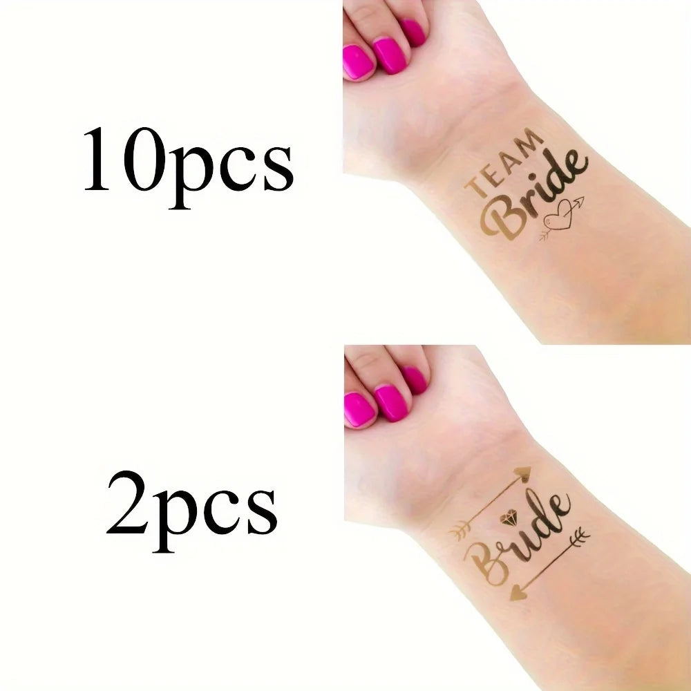 12 Gold ‘Team Bride’ Temporary Tattoos