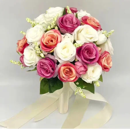 Coral, Pink & White Wedding Bouquet