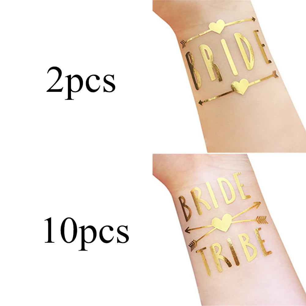 12 Gold ‘Team Bride’ Temporary Tattoos