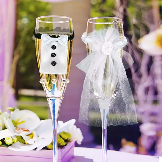 Bride & Groom Glass Decorations