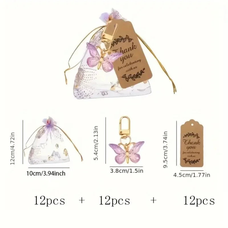 12 Butterfly Keychain Wedding Favour Sets