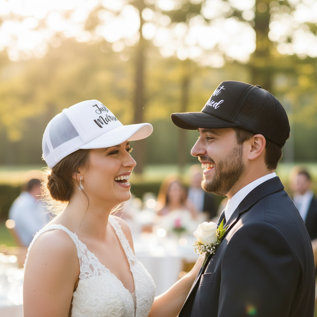 Just Married Bride & Groom Hats