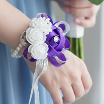 Artificial wedding wrist corsage with silk style flower
