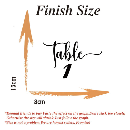Wedding Table Number Stickers