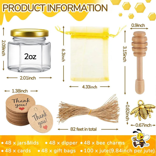 12 Mini Honey Jars Wedding Favour Sets