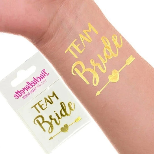 12 Gold ‘Team Bride’ Temporary Tattoos