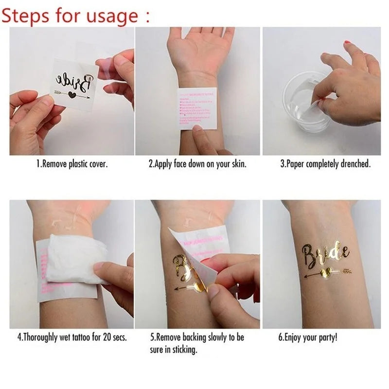 12 Gold ‘Team Bride’ Temporary Tattoos