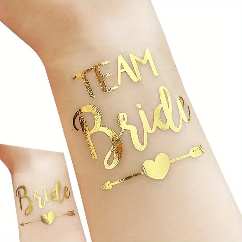 Gold ‘Team Bride’ tattoo stickers for hen party