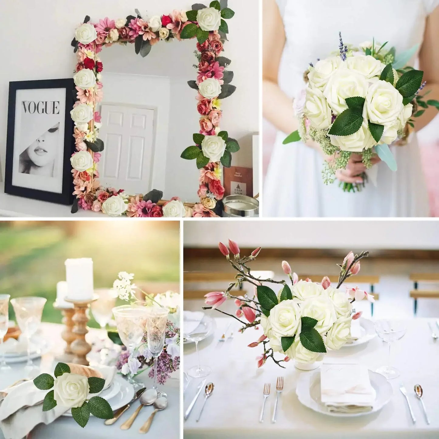 Champagne 'Real-Touch' Roses