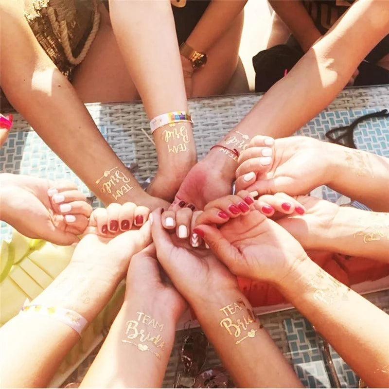 12 Gold ‘Team Bride’ Temporary Tattoos