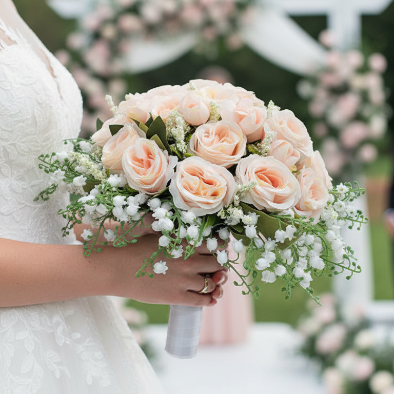 Champagne & Lily of the Valley Bridal Bouquet
