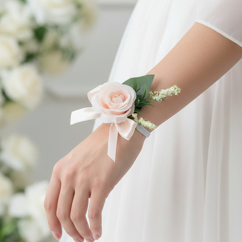 Peach Wedding Wrist Corsage