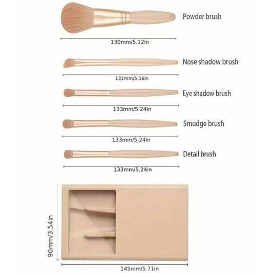 Makeup Brush Set with Case & Mirror