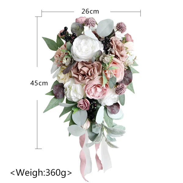 Pink, Blush & White Cascading Bridal Bouquet