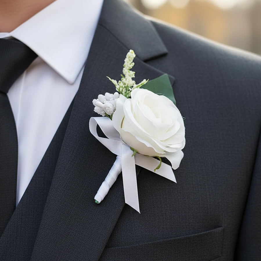 White Wedding Buttonhole