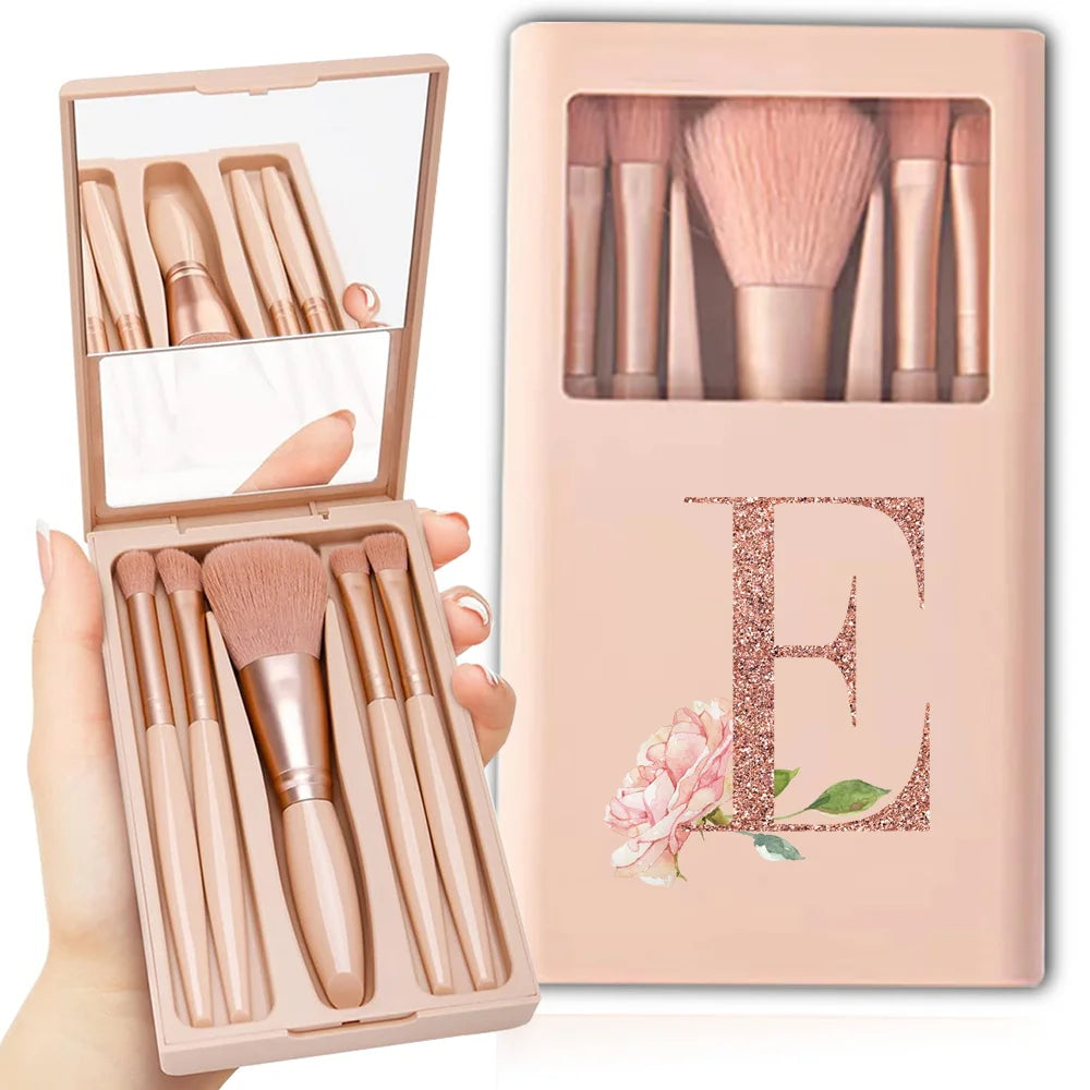 Makeup Brush Set with Case & Mirror