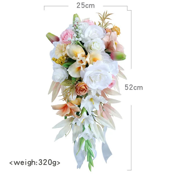 Pink & Champagne Cascading Bridal Bouquet
