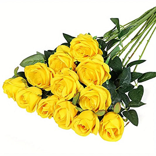12 Rose Artificial Flowers (Various Colours)