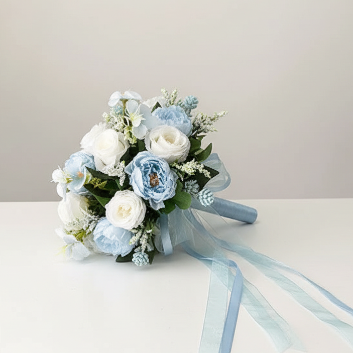 Blue & White Wedding Bouquet