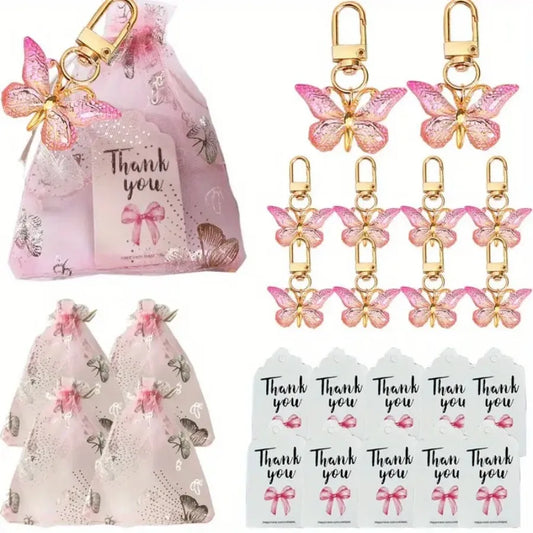 12 Butterfly Keychain Wedding Favour Sets