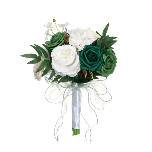 Forest Green & White Wedding Bouquet