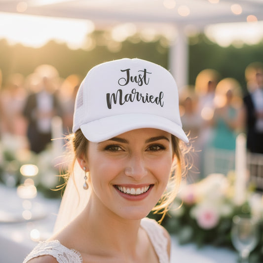 Just Married Bride & Groom Hats