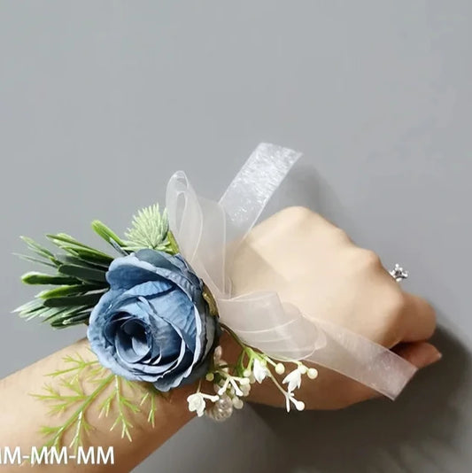 Floral wedding wrist corsage for guests and bridal party