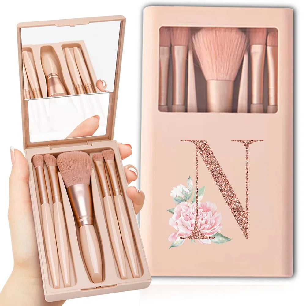 Makeup Brush Set with Case & Mirror