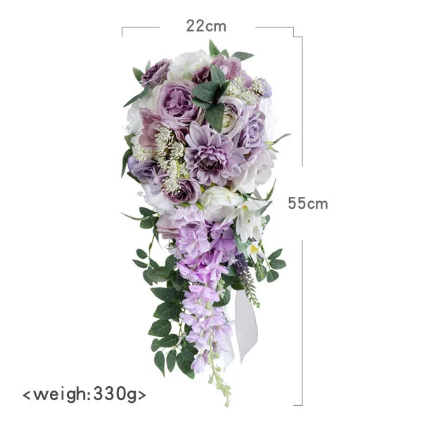 Purple Cascading Bridal Bouquet
