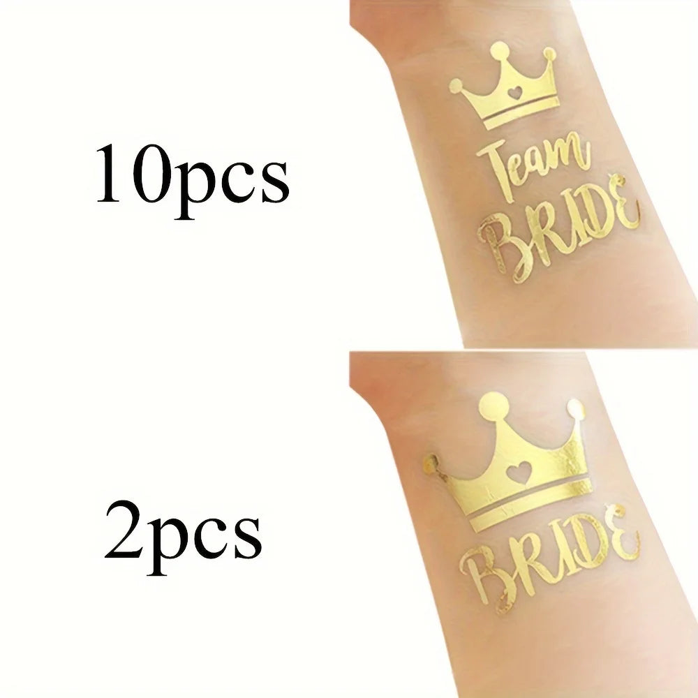 12 Gold ‘Team Bride’ Temporary Tattoos
