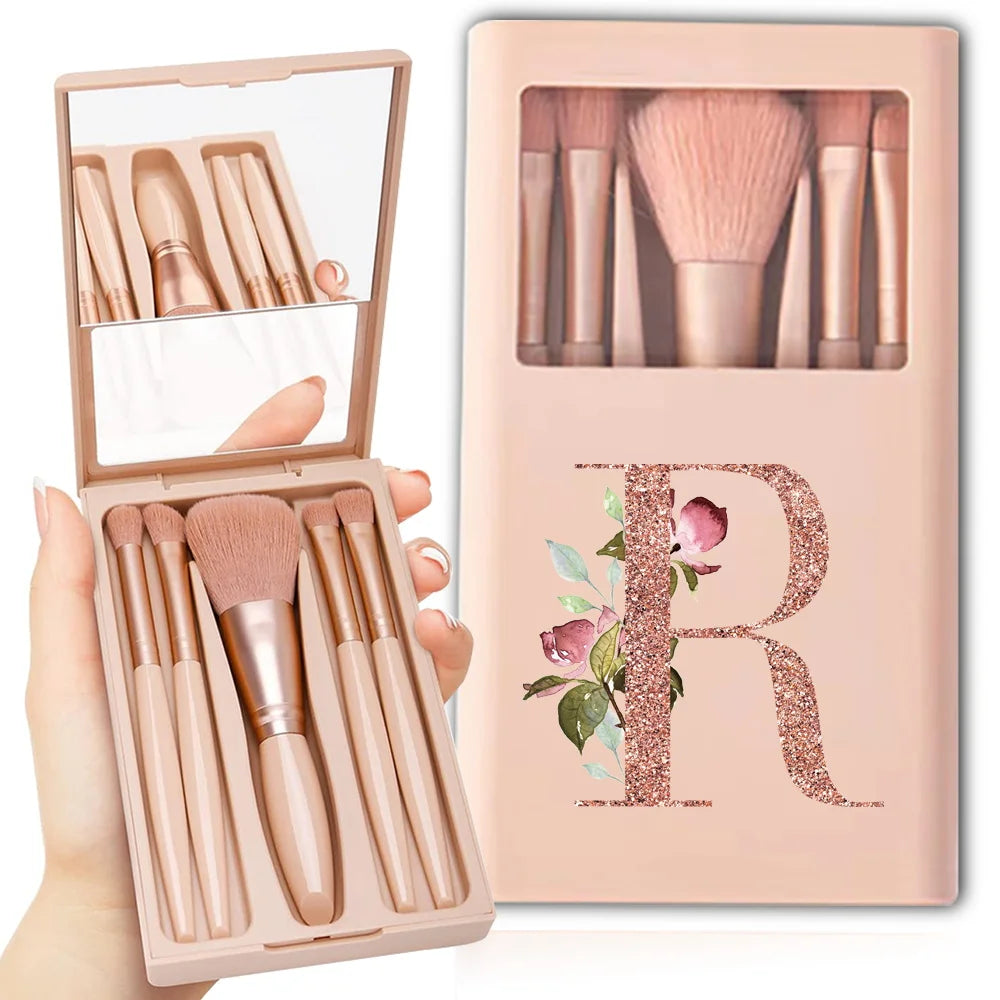 Makeup Brush Set with Case & Mirror