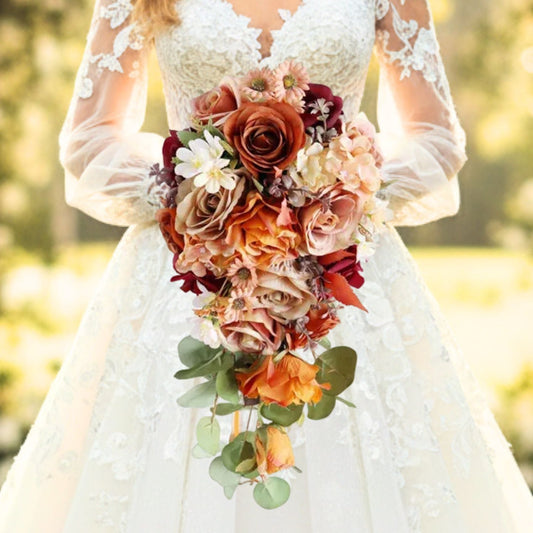 Orange & Champagne Cascading Bridal Bouquet