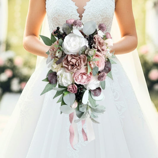 Pink, Blush & White Cascading Bridal Bouquet