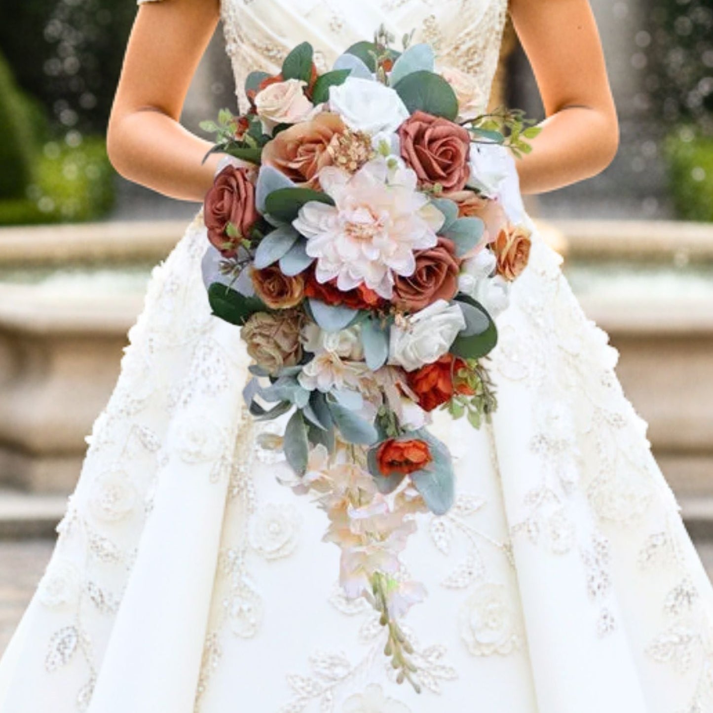 Champagne Cascading Bridal Bouquet