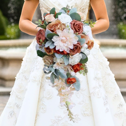 Champagne Cascading Bridal Bouquet