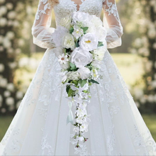 White Cascading Bridal Bouquet