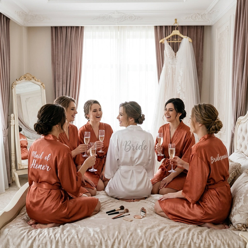 Burnt Orange Bridal Party Robes