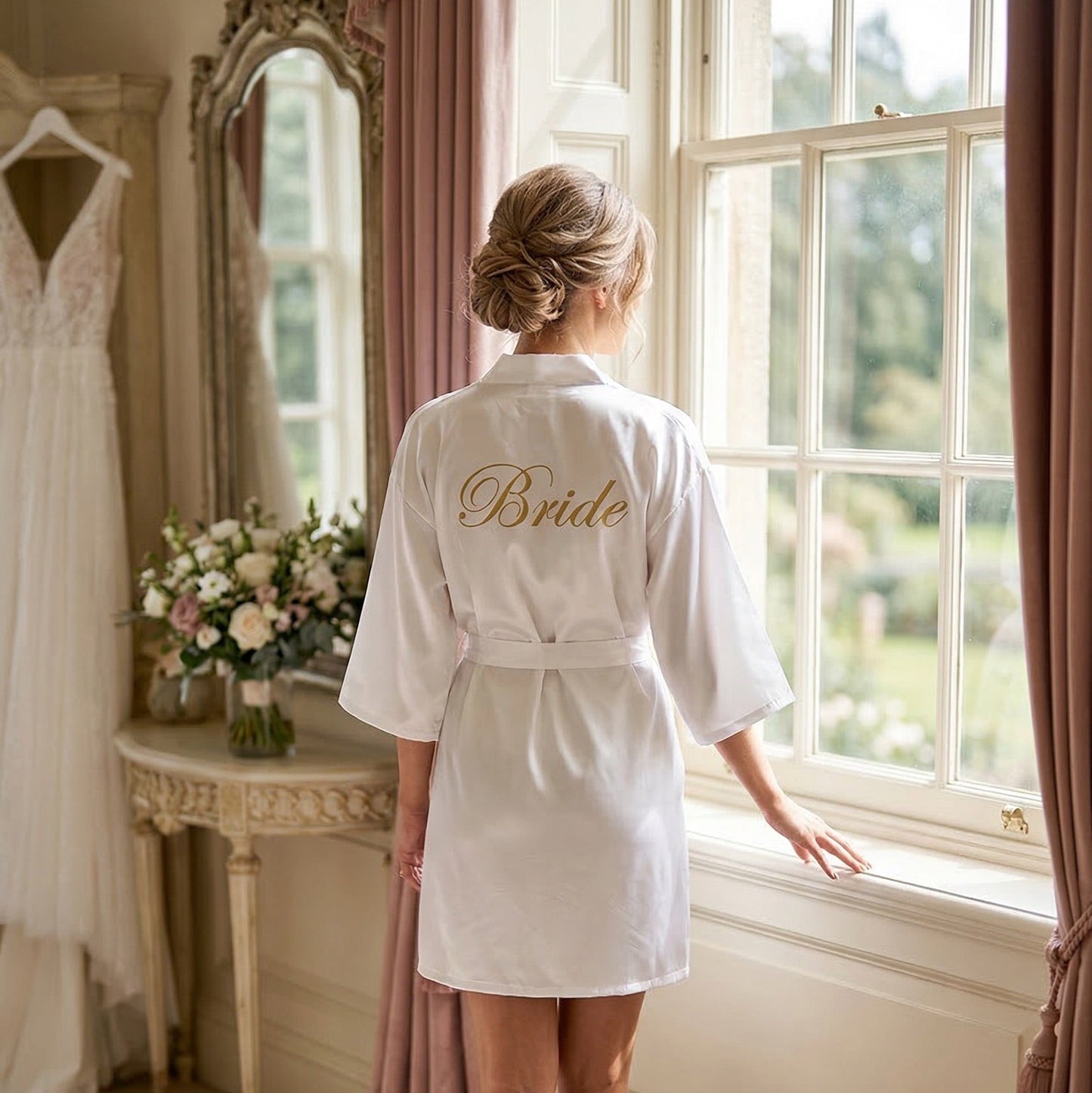 Bride's White Bridal Party Robes
