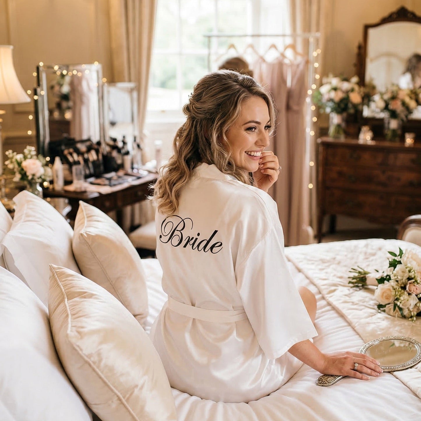Bride's White Bridal Party Robes