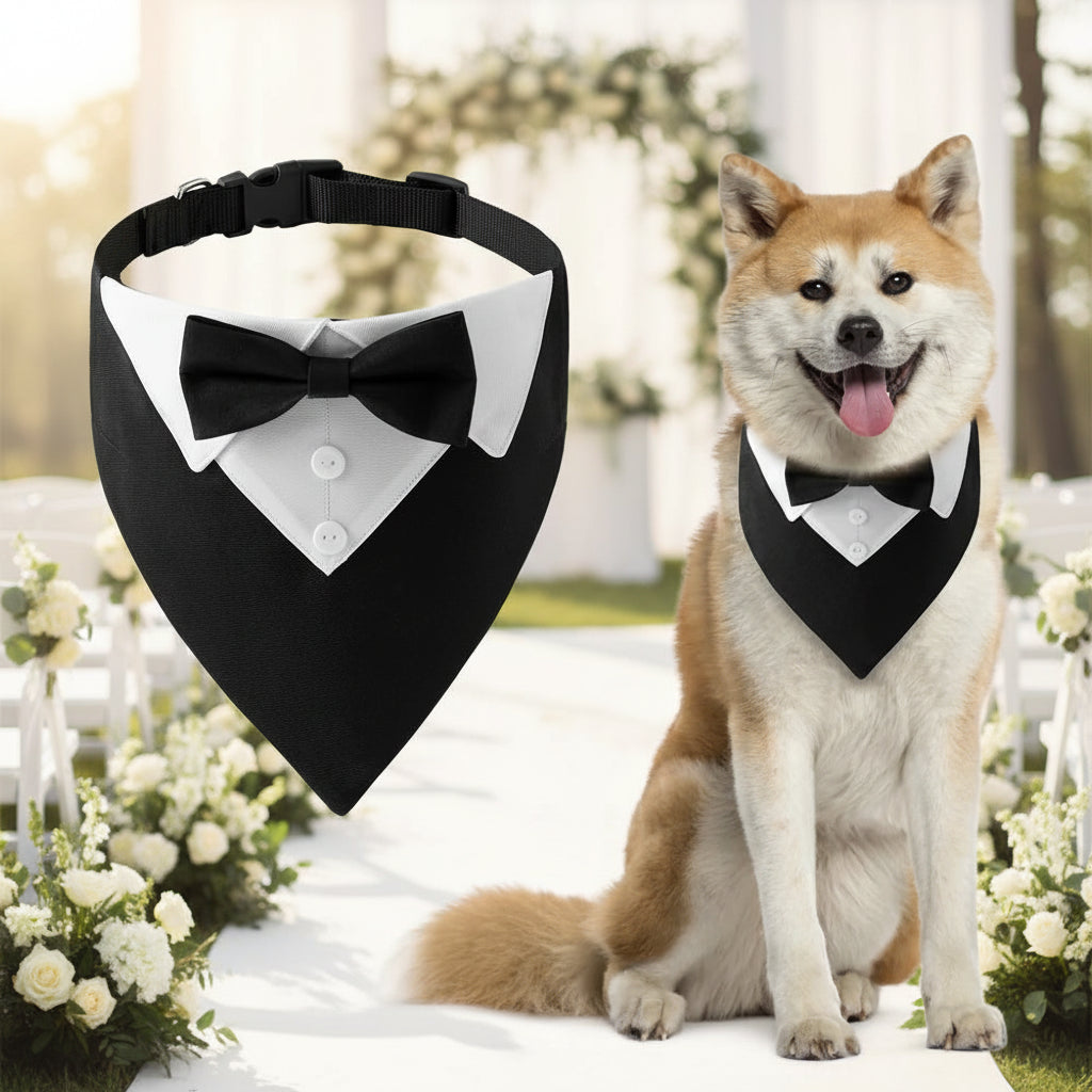 Bow tie dog tuxedo collar for wedding – small to large sizes