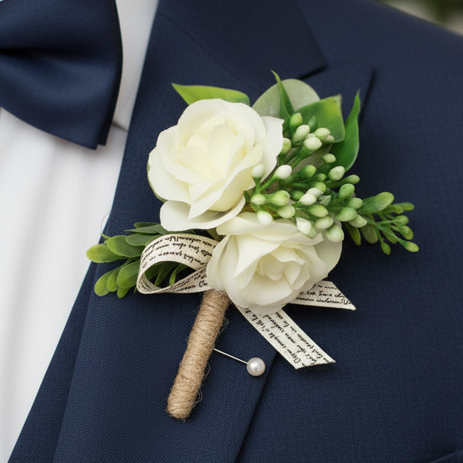 White Wedding Buttonhole